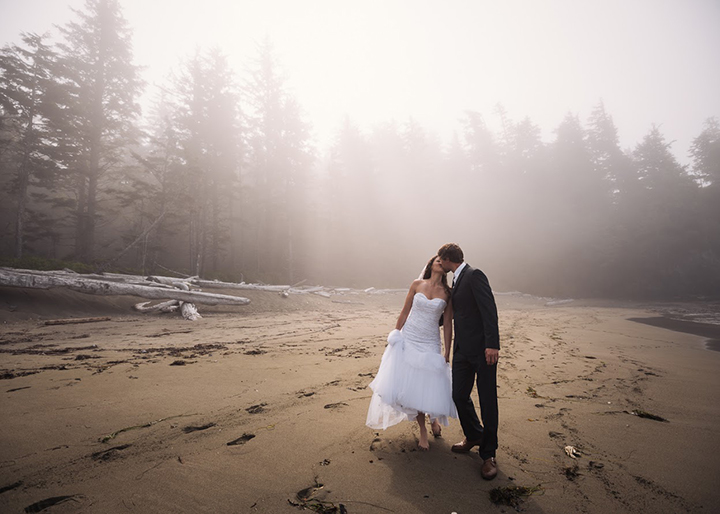 Magical Backcountry Wedding Wearing Sophia Tolli
