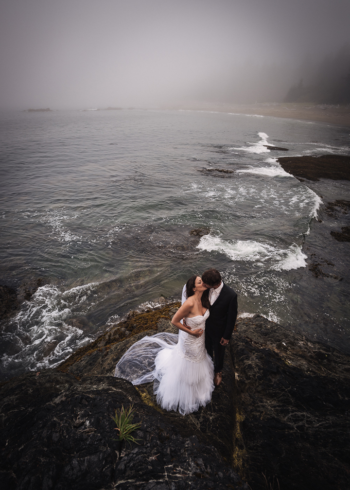 Magical Backcountry Wedding Wearing Sophia Tolli