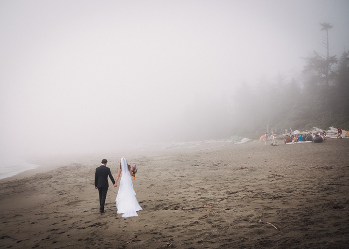 Magical Backcountry Wedding Wearing Sophia Tolli