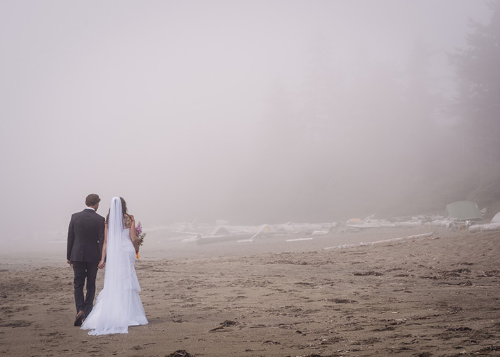 Magical Backcountry Wedding Wearing Sophia Tolli