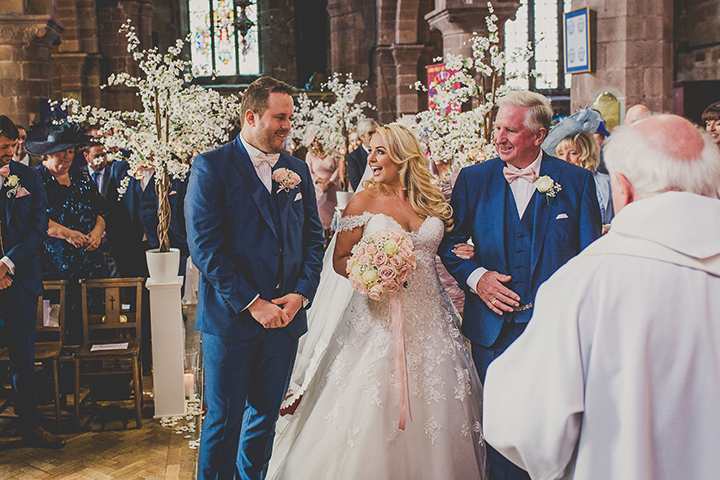 September Bride Personalized Her Gown With Drop Lace Sleeves
