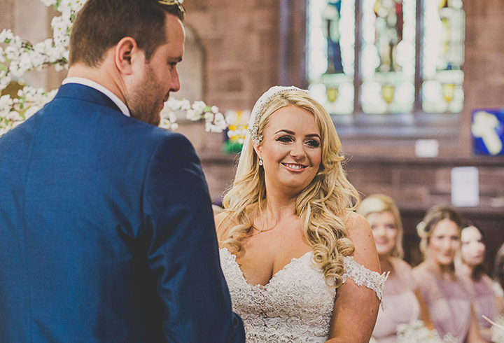 September Bride Personalized Her Gown With Drop Lace Sleeves