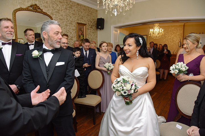 Old Hollywood Glamour For This Bride Wearing Sophia Tolli "Desiree" 