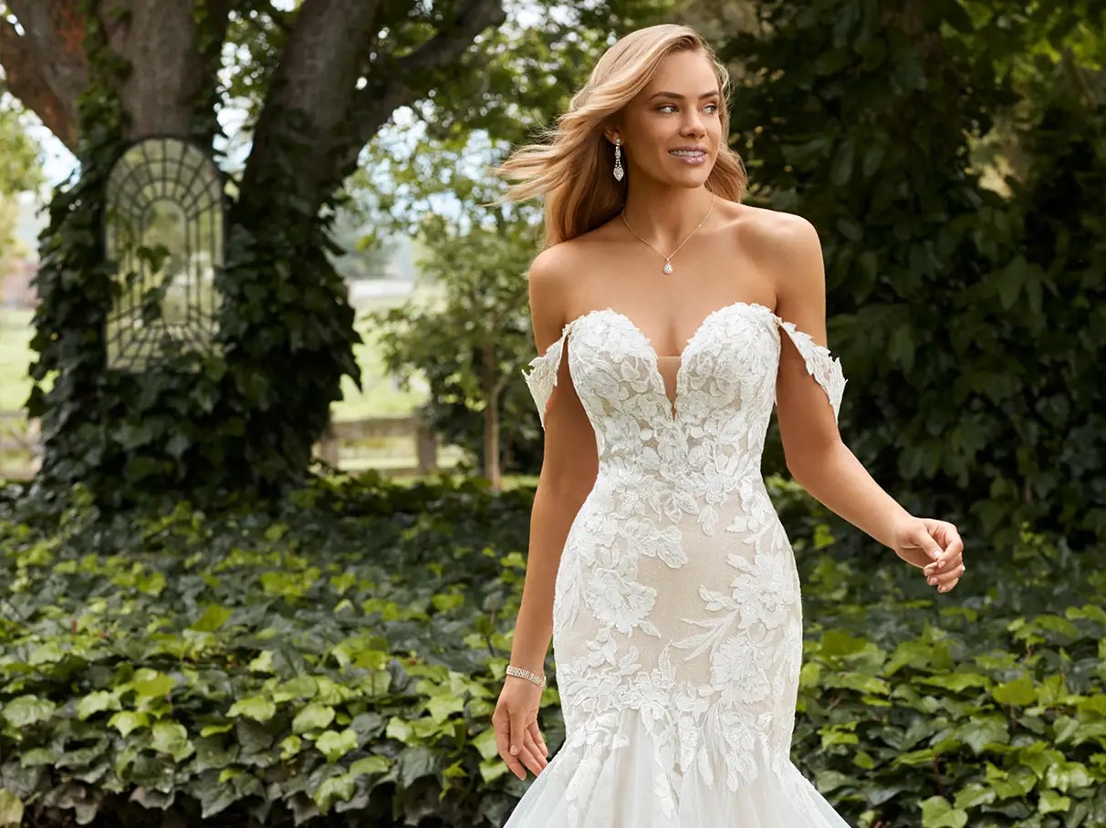 Model in wedding dress by Sophia Tolli