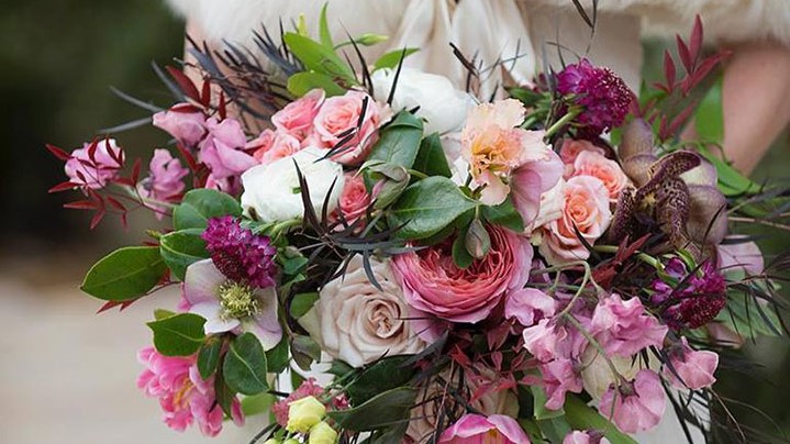 Textural Bridal Bouquet In Pinks Desktop Image