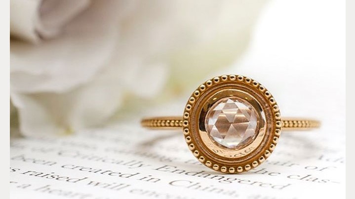 Stunning Beaded Halo Engagement Ring Desktop Image