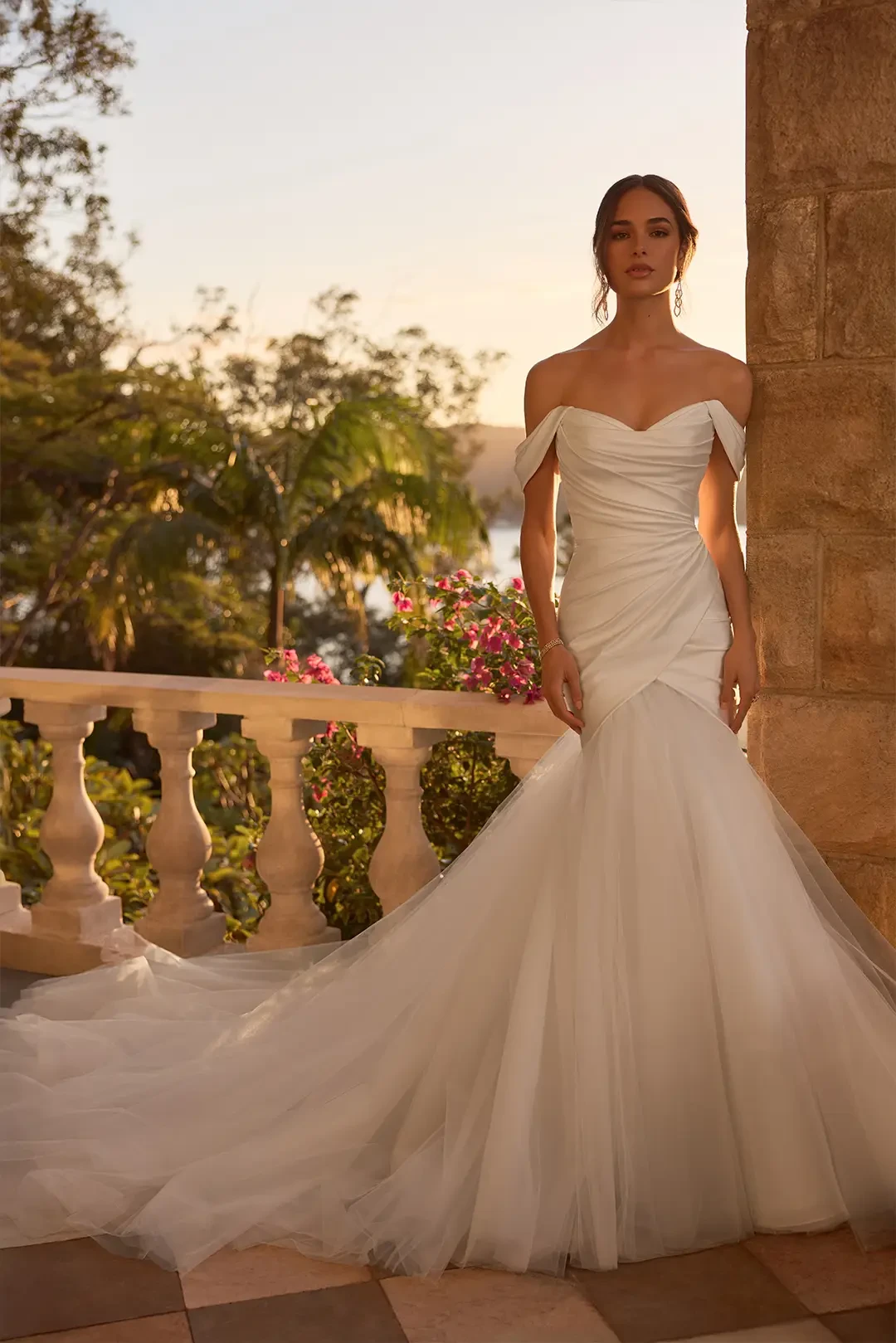 Draped Satin Bridal Gown with Tulle Mermaid Skirt Eve | Style Y3220