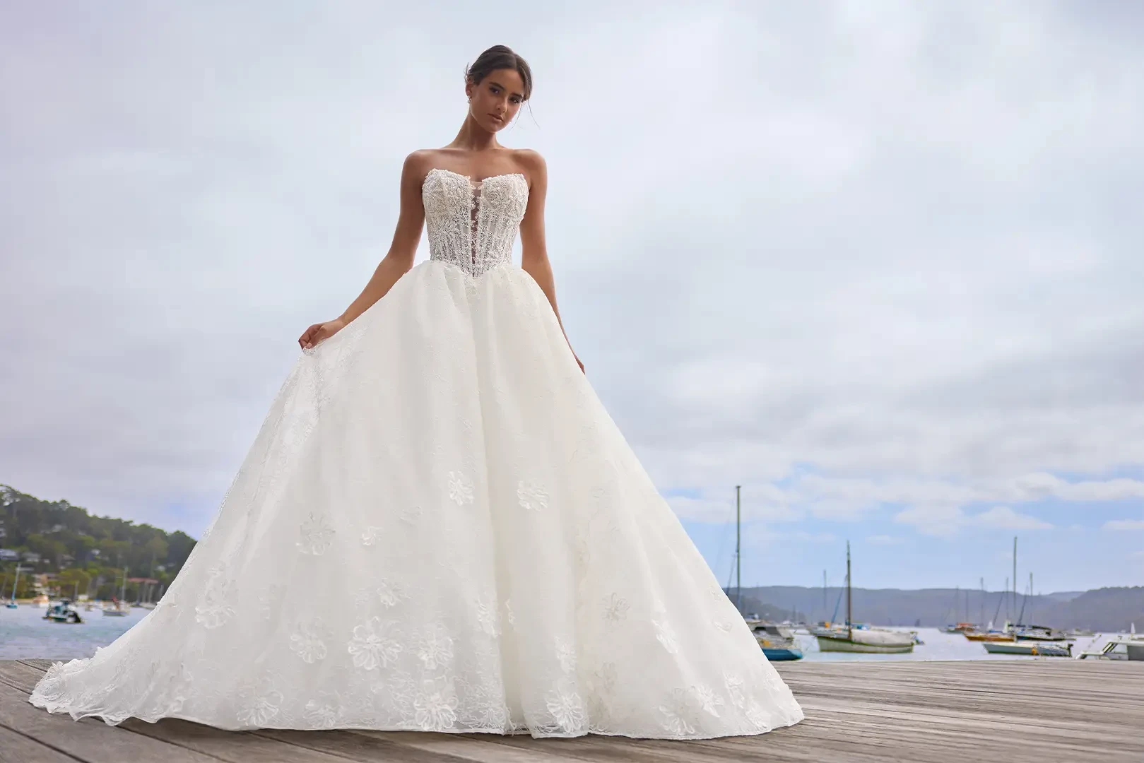 Strapless A-line Bridal Gown with Floral Lace Tatum | Style ST662