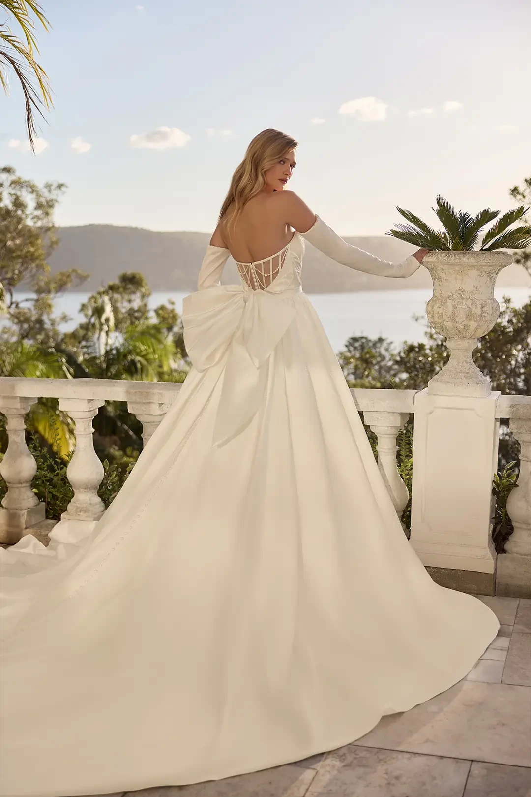 Long Sleeve Wedding Dress with Detachable Train