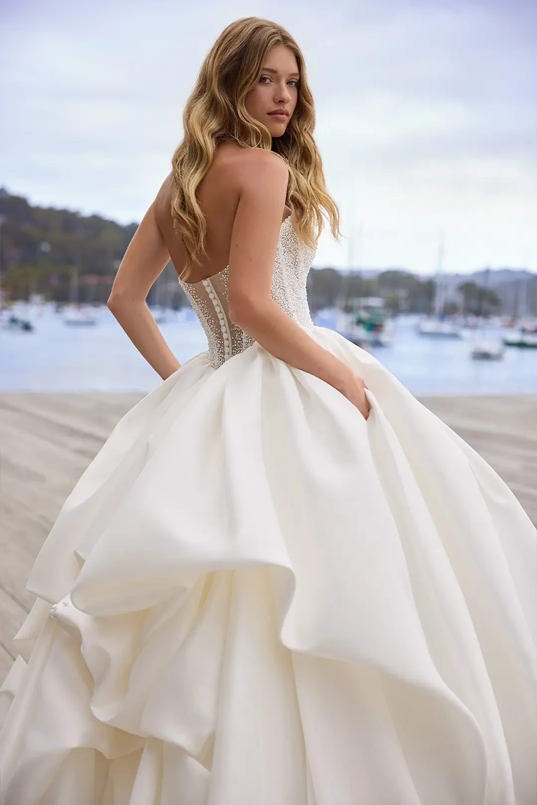 Enchanting Ball Gown Wedding Dress with Beaded Sleeves