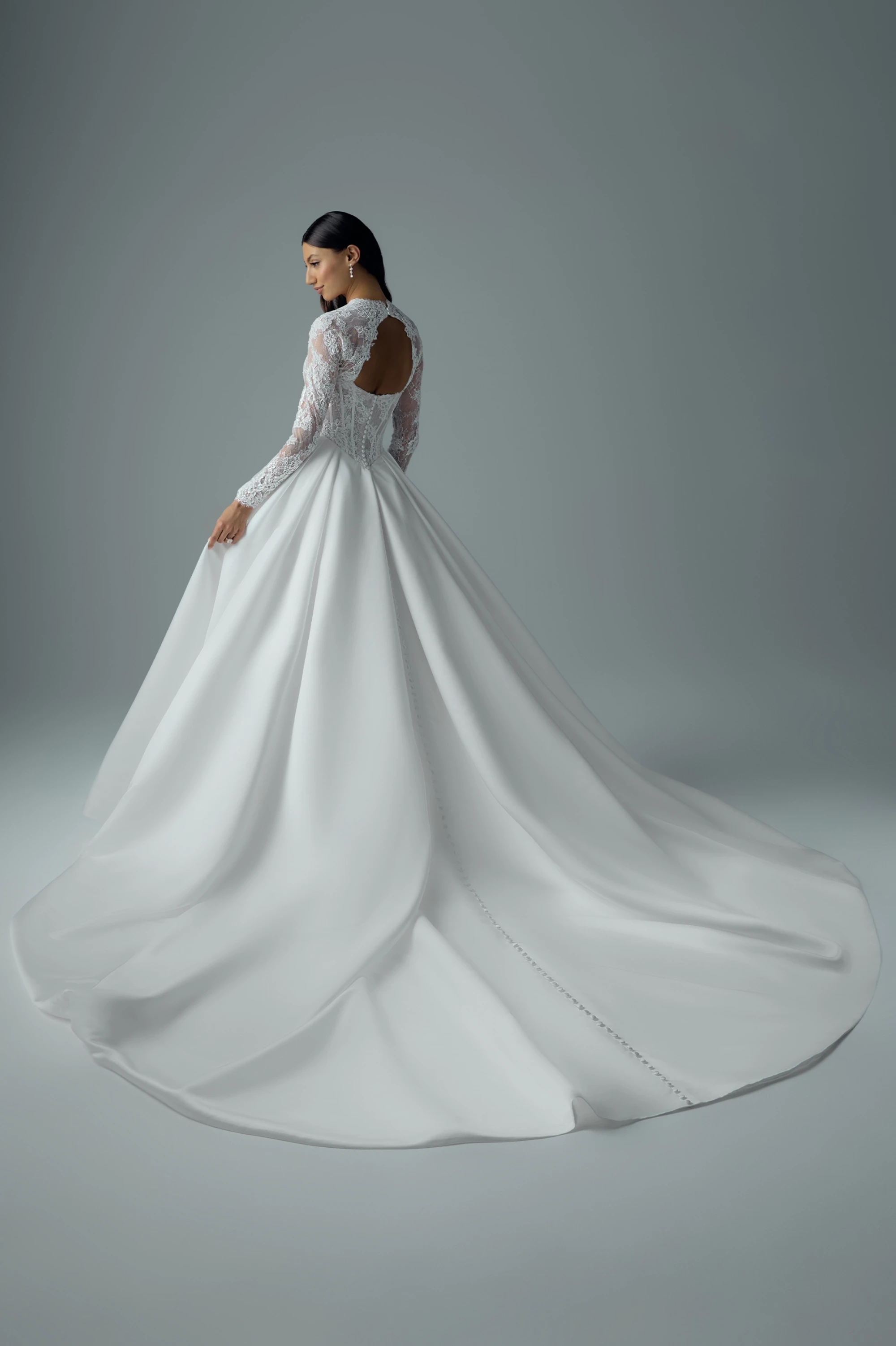 Long Sleeve Ballgown with Corset Bodice | Sophia Tolli Bree Y3221