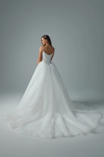 Satin Ballgown with Beaded Scoop Neckline Amalia $3 Ivory thumbnail