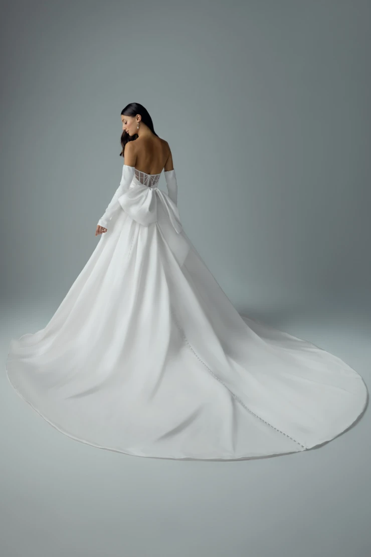 Long Sleeve Wedding Dress with Detachable Train Rosemary #5 Ivory picture