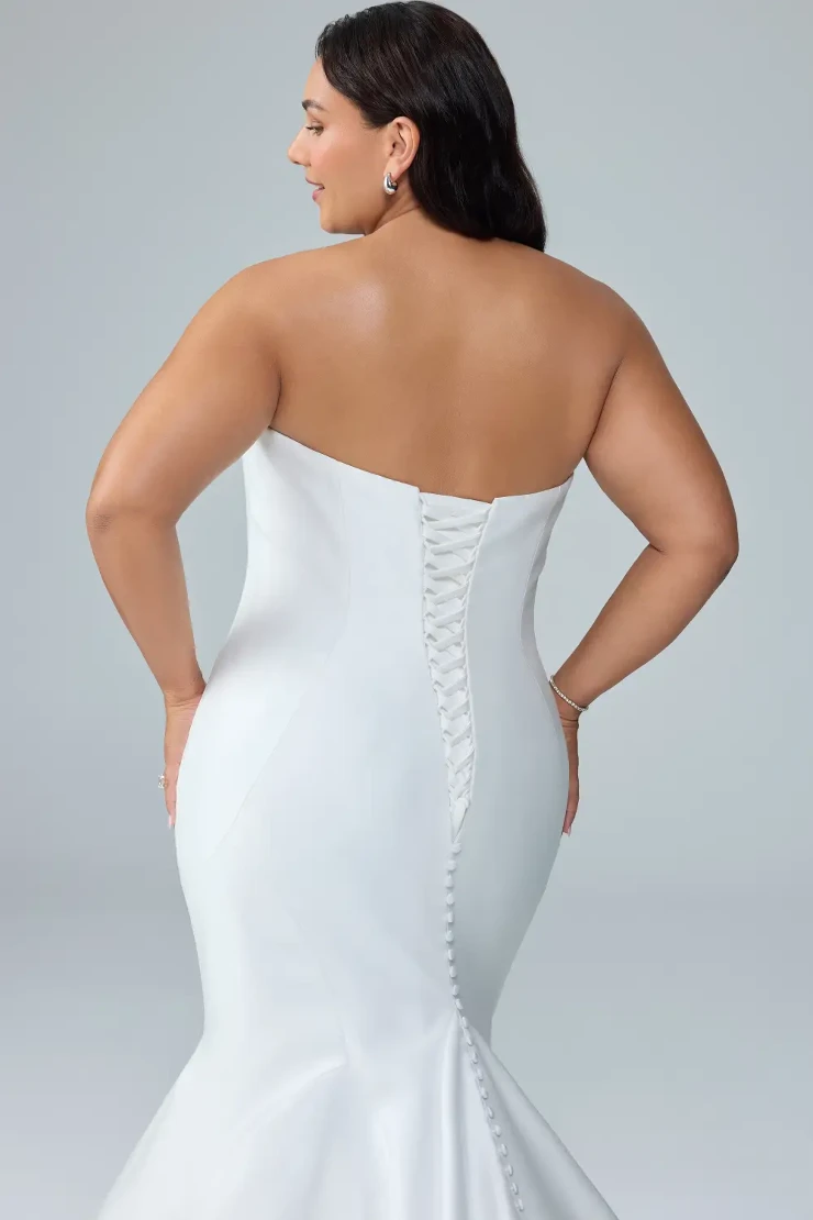 V-Neck Mermaid Wedding Dress with Lace-Up Back Vanessa #1 White picture