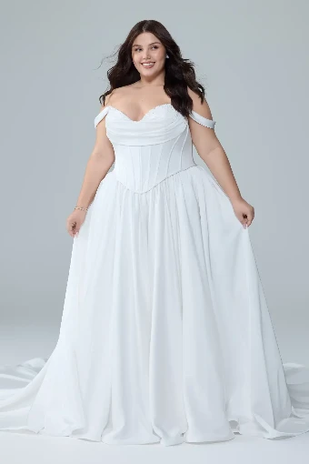 Princess Ball Gown Wedding Dress with Lace-Up Back Addison $1 Ivory thumbnail
