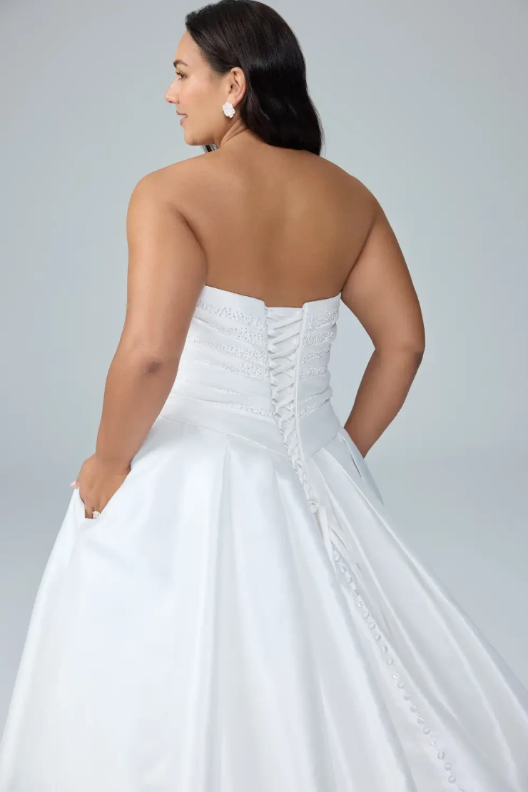 Ball Gown Wedding Dress with Lace-Up Back and Pockets River #1 White picture