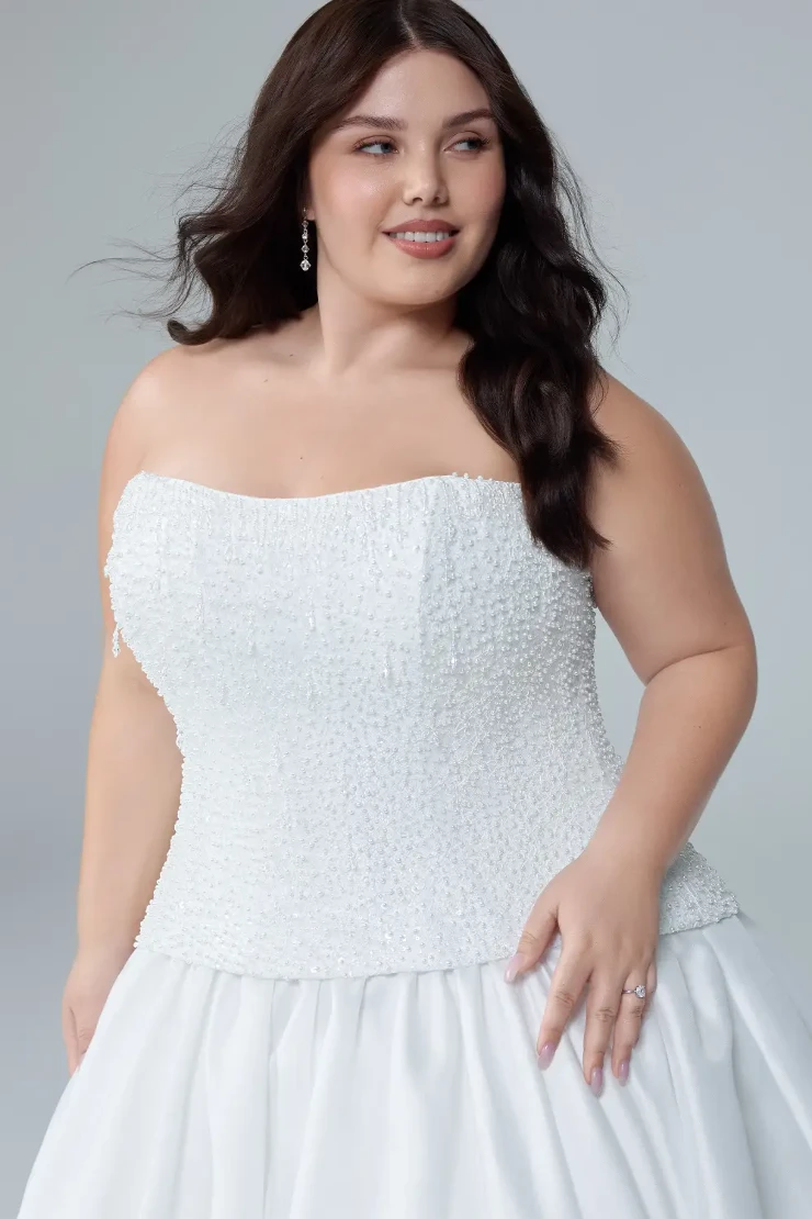 Strapless Ball Gown Wedding Dress with Lace-Up Back Alaska #1 Ivory picture