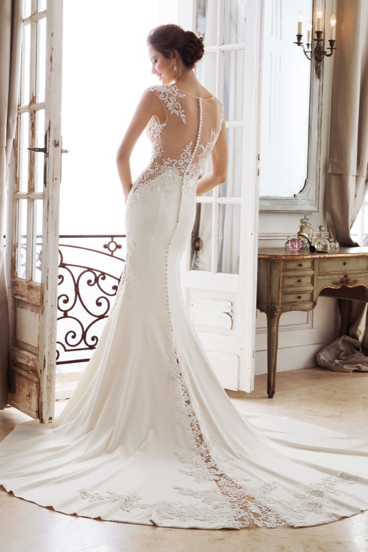 Stunning Illusion Lace Back Wedding Gown Ixion #$1 picture