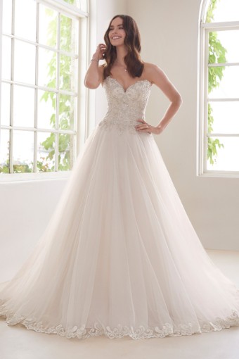 Beauteous Bridal Gown with Hand-Beaded Lace Morganite $0 default thumbnail