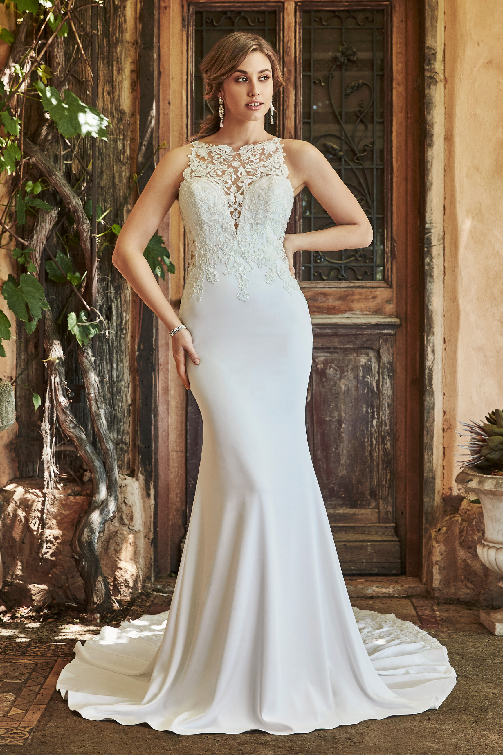 illusion bateau neckline wedding dress