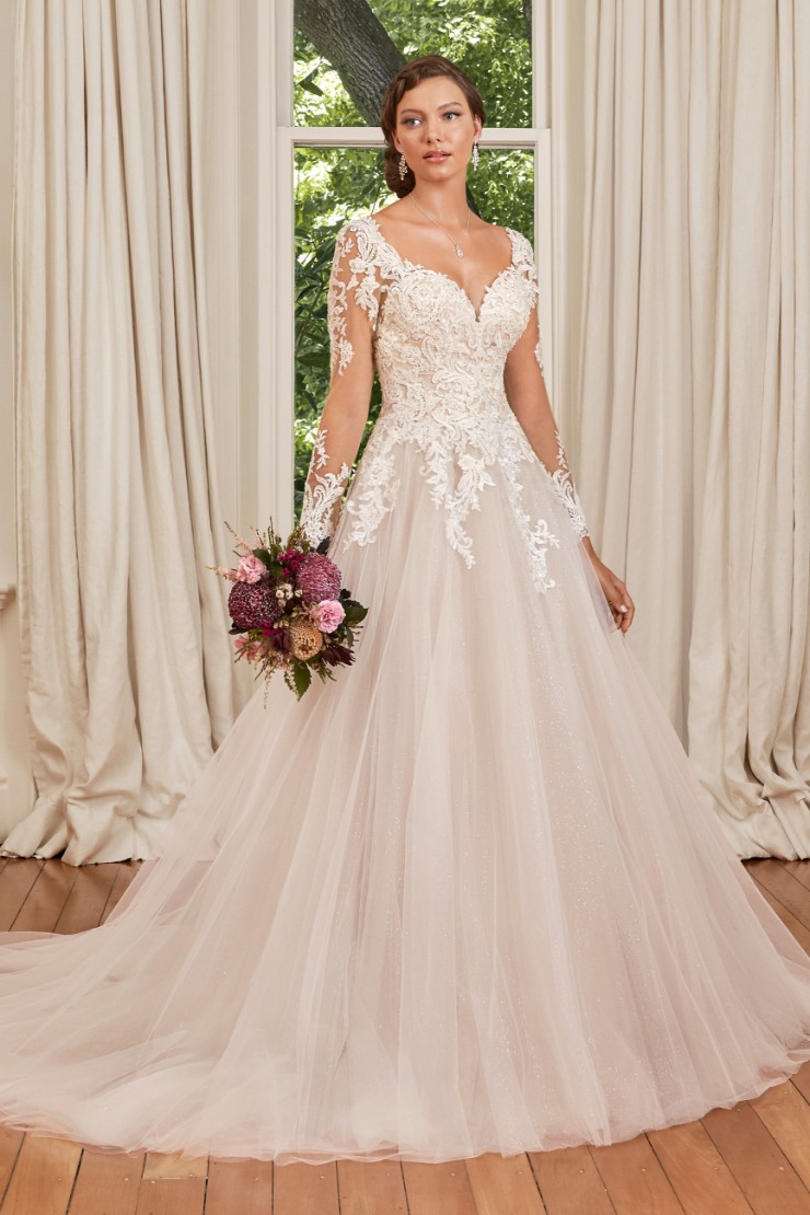 Long Sleeve Lace Glitter Tulle Ballgown Stephanie Grace Thumbnail Image