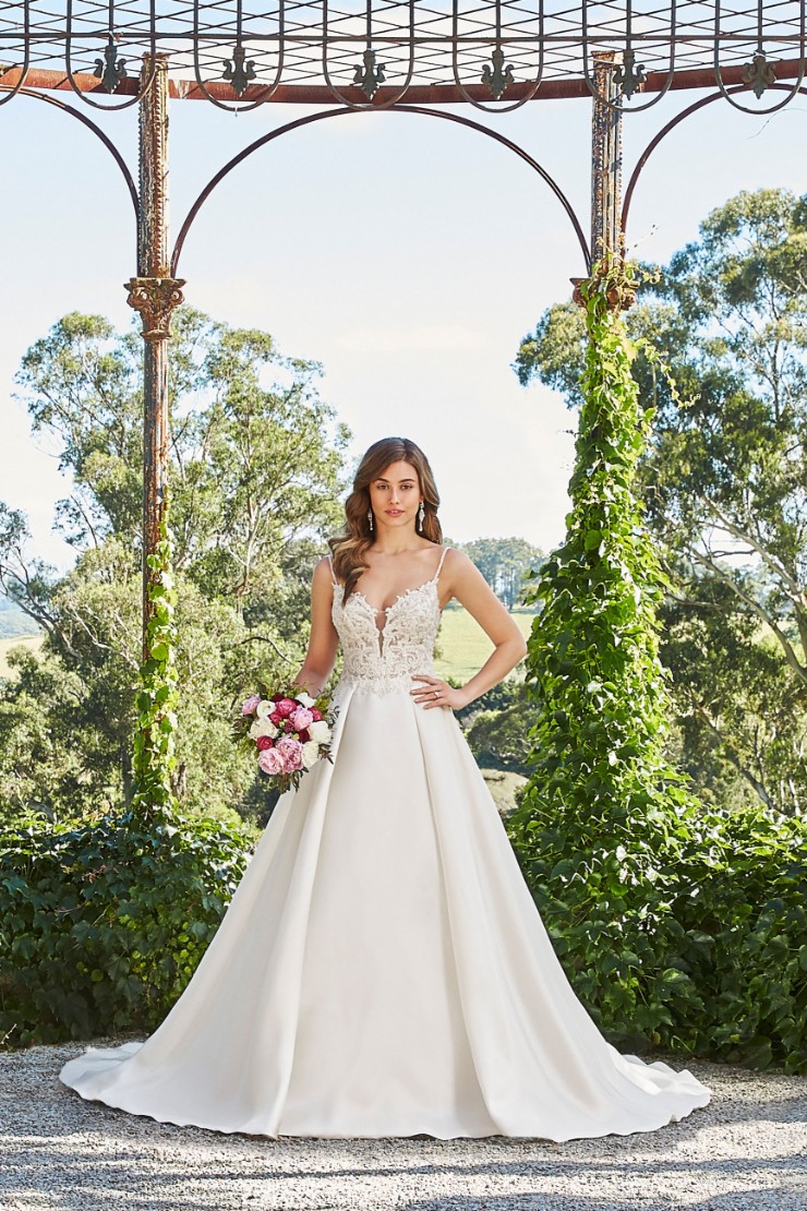 Mikado A-Line with Beaded Bodice and Pockets Reanna #1 picture
