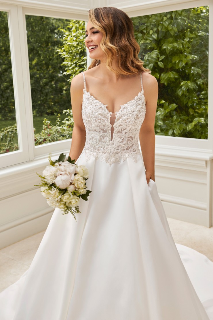 Mikado A-Line with Beaded Bodice and Pockets Reanna #3 picture