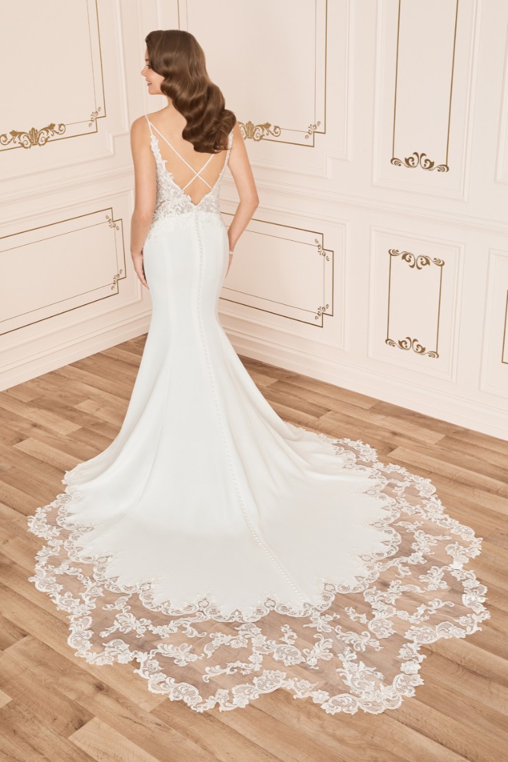 Crepe Fit and Flare Gown with Lace Train Tallulah #$3 picture