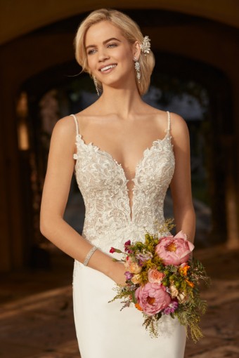 Crepe Fit and Flare Gown with Lace Train Tallulah $1 thumbnail