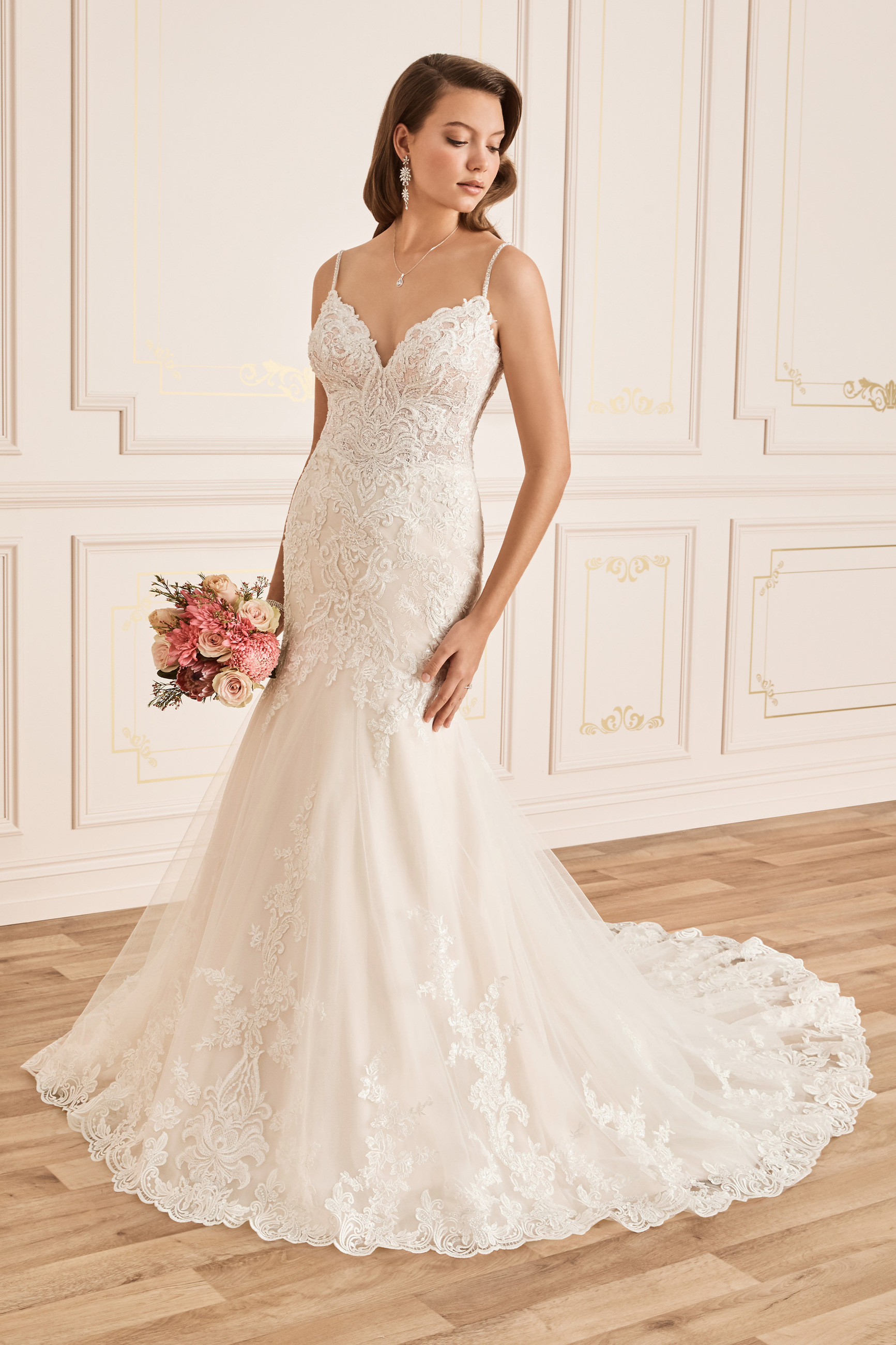 sophia tolli mermaid wedding dress Mermaid Lace Wedding Dress with Illusion Back