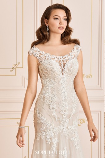 Statement-Making Fit and Flare Wedding Gown Tiarn $1 thumbnail
