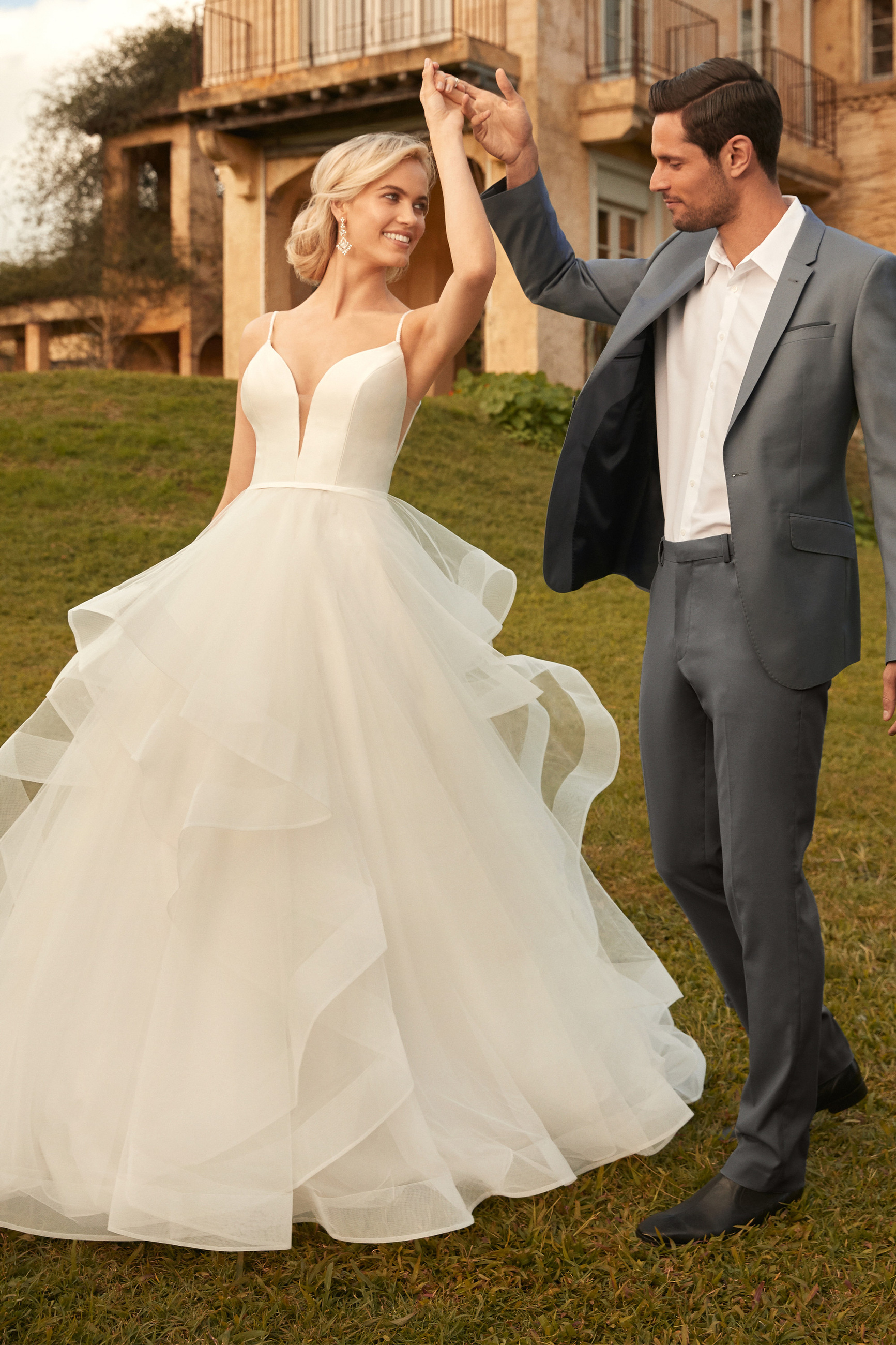 Romantic Ballgown Wedding Dress with Tiered Skirt