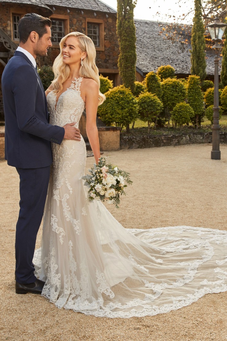 Show-Stopping Lace Gown with Feature Train Megan Thumbnail Image