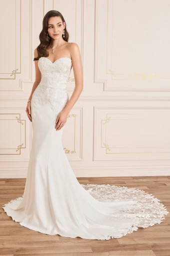 Chic Crepe Wedding Gown with Lace Train Pippa $1 thumbnail