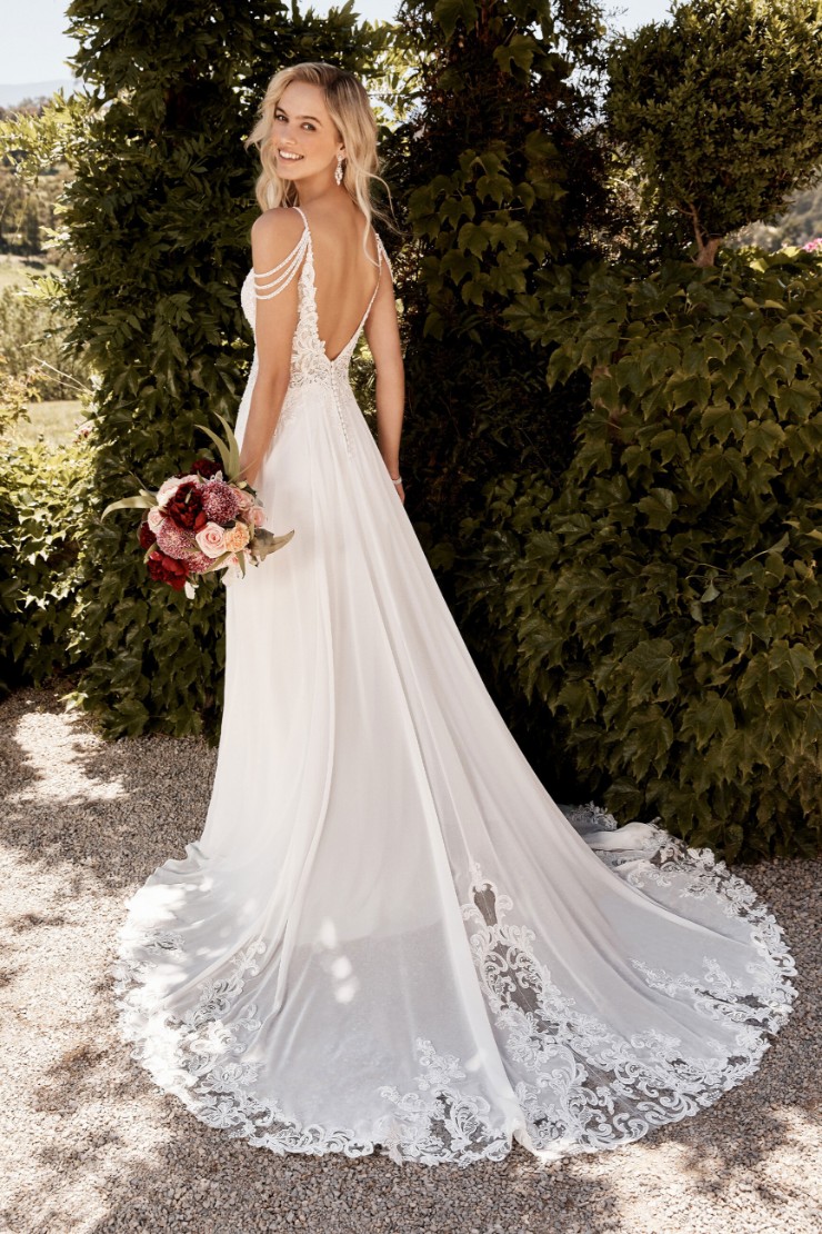 Casual Beach Wedding Dress with Side Slit Saskia #$1 picture