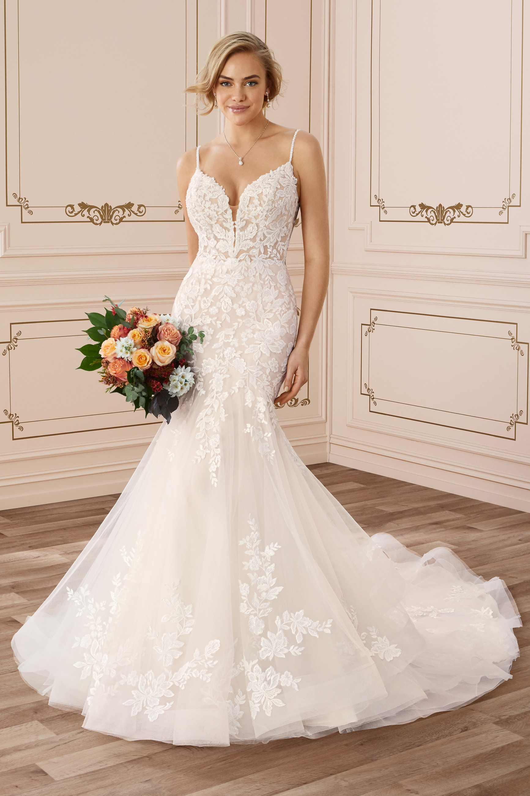 fitted lace wedding dress Sophia Tolli Strapless Lace Over Tulle Mermaid Wedding Dress