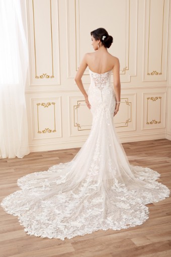 Bespoke Lace Gown with Dramatic Shaped Train Reba $5 thumbnail
