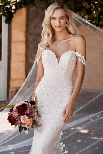 Bespoke Lace Gown with Dramatic Shaped Train Reba $6 thumbnail