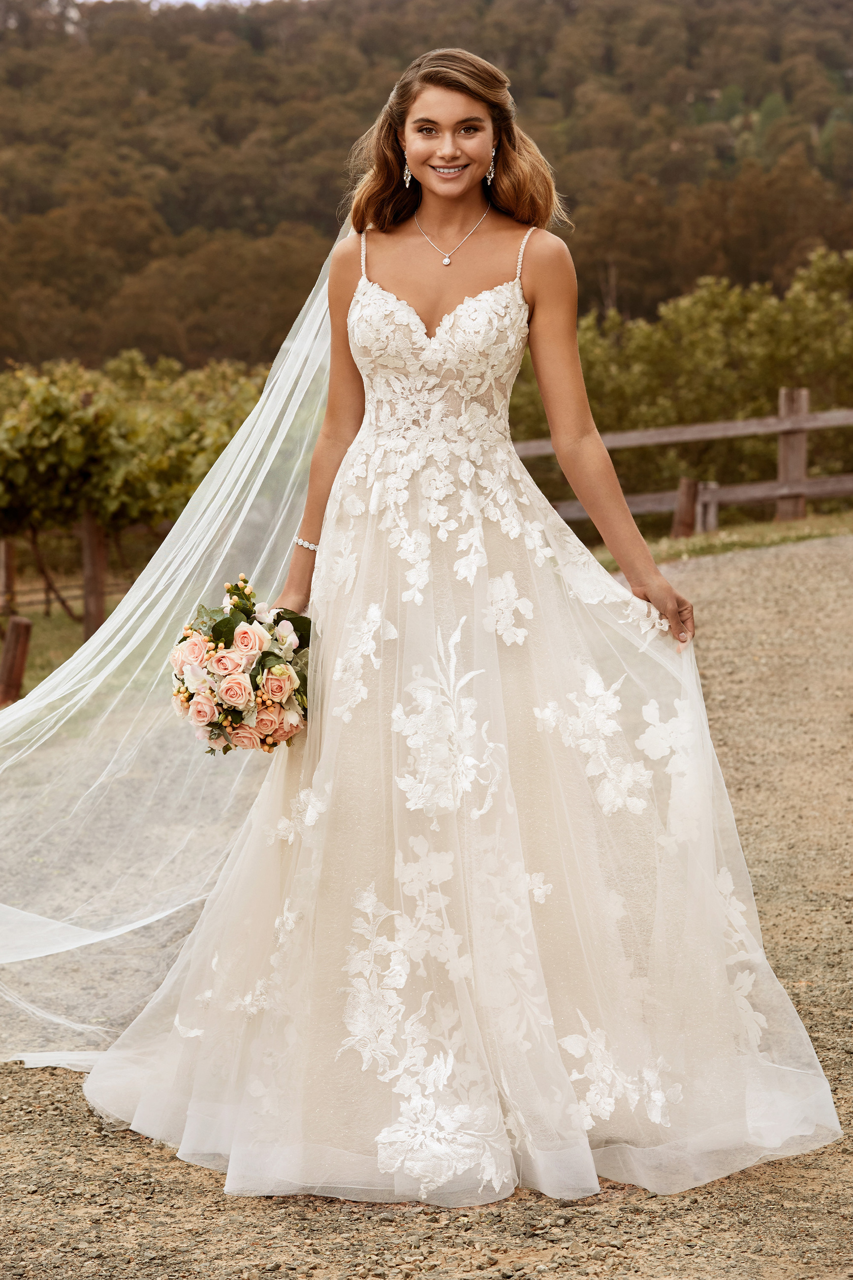 Modern Floral Boho Lace Wedding Dress | Sophia Tolli