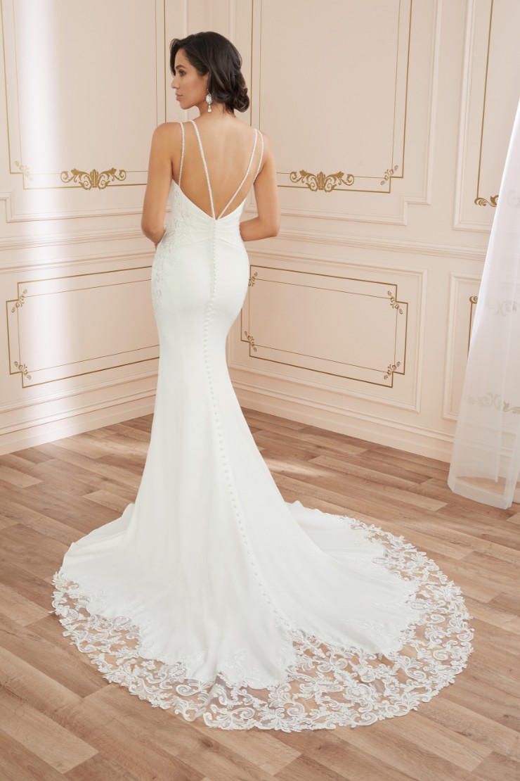 Classic Crepe Gown with Cutout Lace Train Amylynn #5 picture