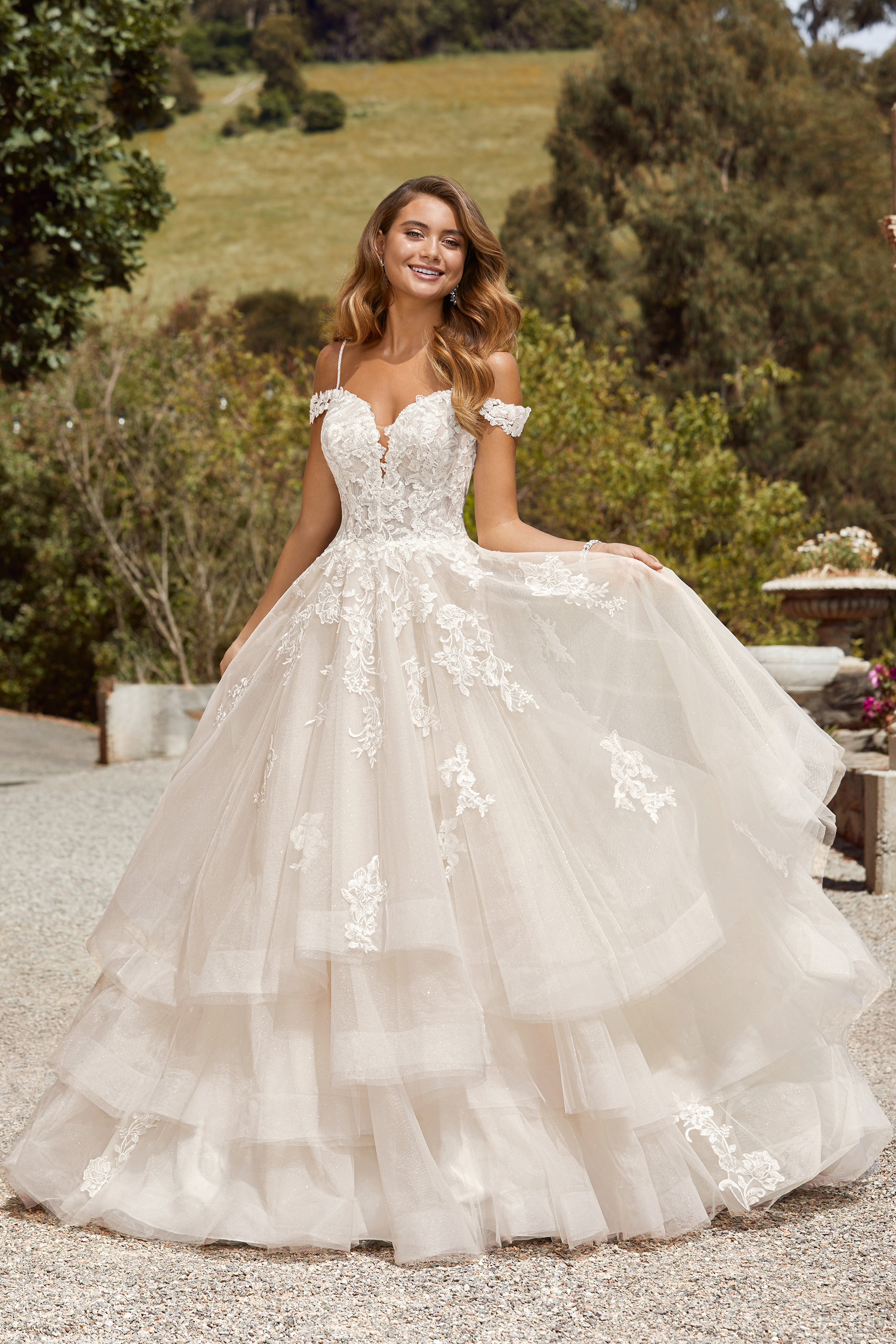 Floral Princess Wedding Dress with Glitter Tulle | Sophia Tolli