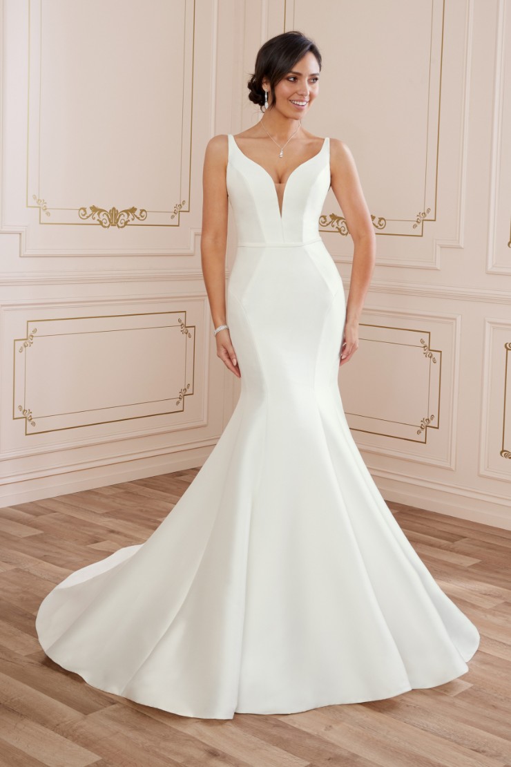 Simple Fit and Flare Gown with Plunging V-Neck Alexis #3 picture