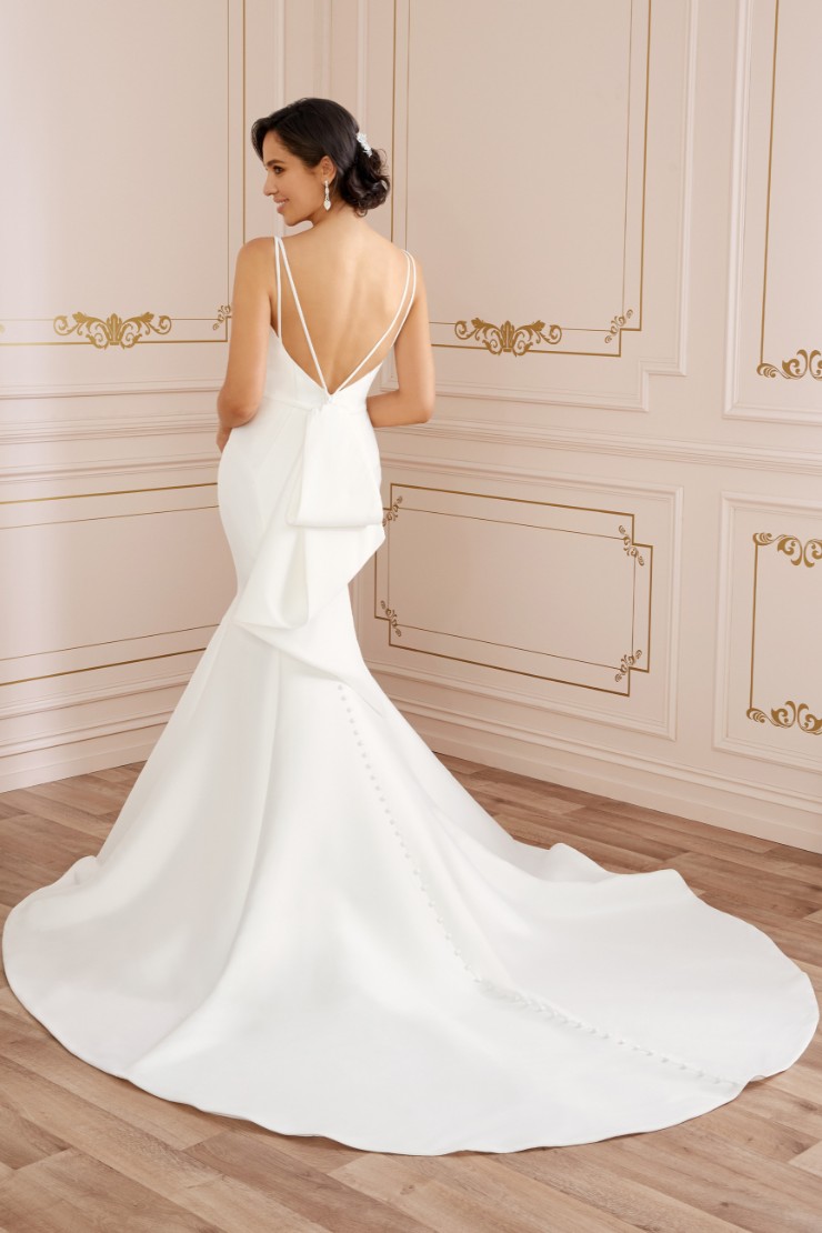 Simple Fit and Flare Gown with Plunging V-Neck Alexis #$3 picture
