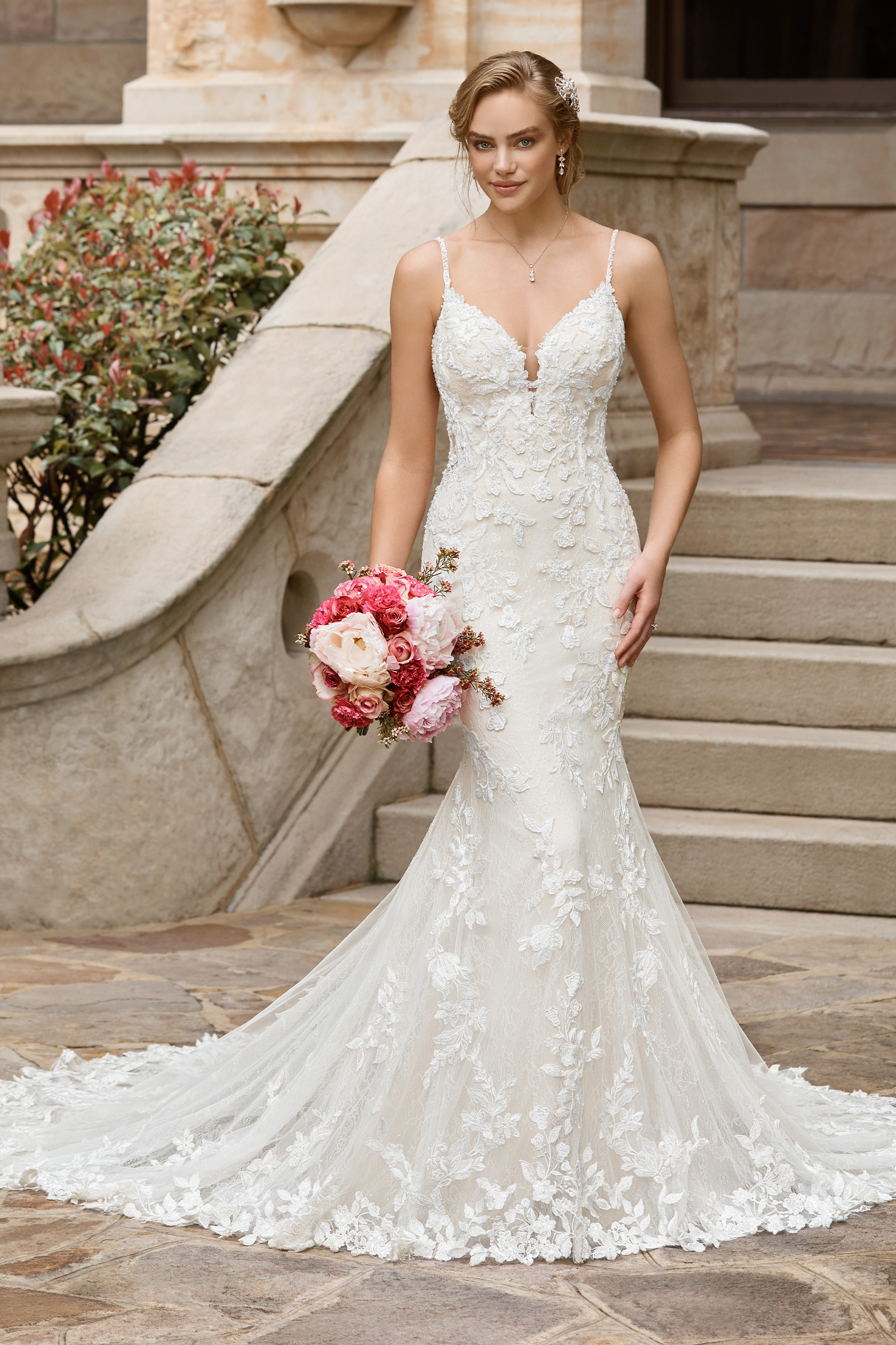 Floral Fit and Flare Lace Wedding Dress | Sophia Tolli Valentina Y22171 Floral Fit and Flare Lace Wedding Dress | Sophia Tolli Valentina Y22171