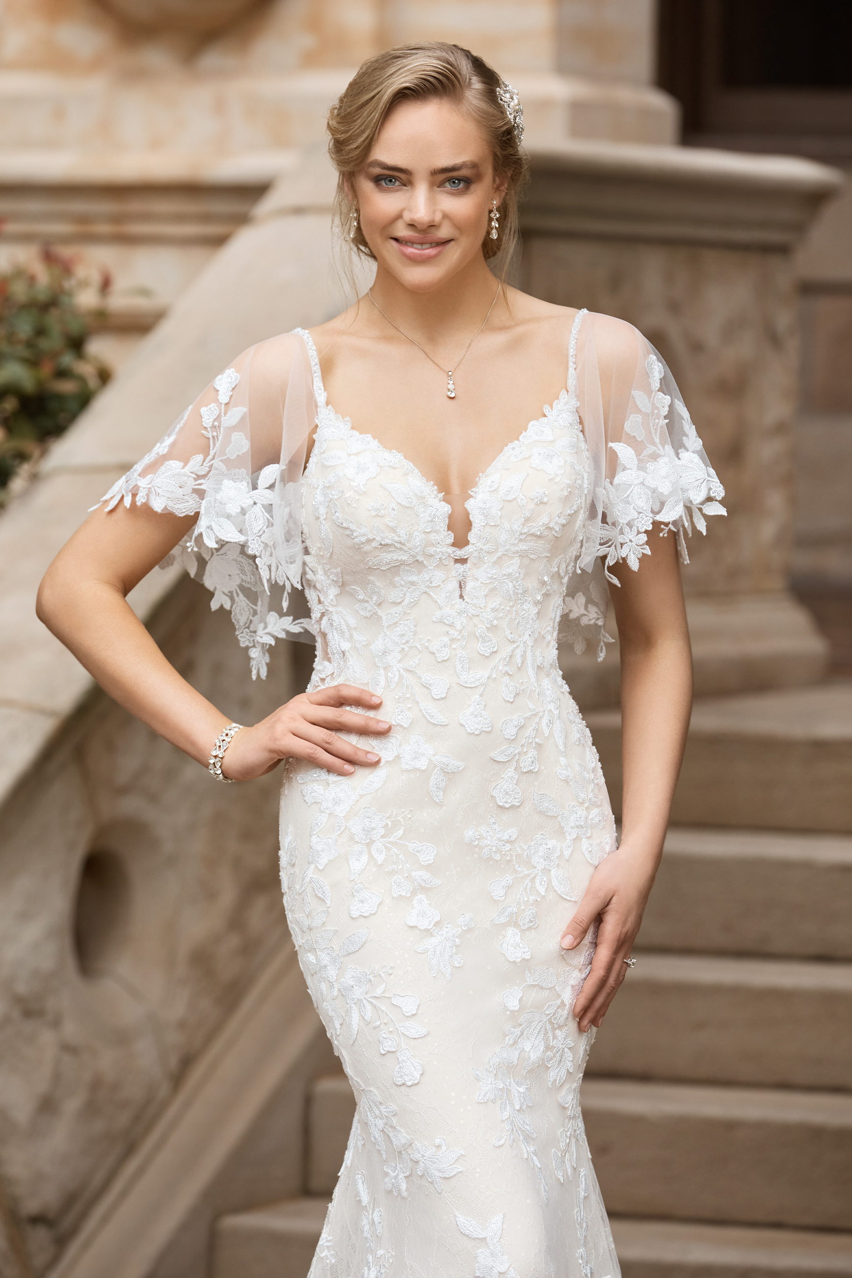 Boho Flutter Sleeve Wedding Dress