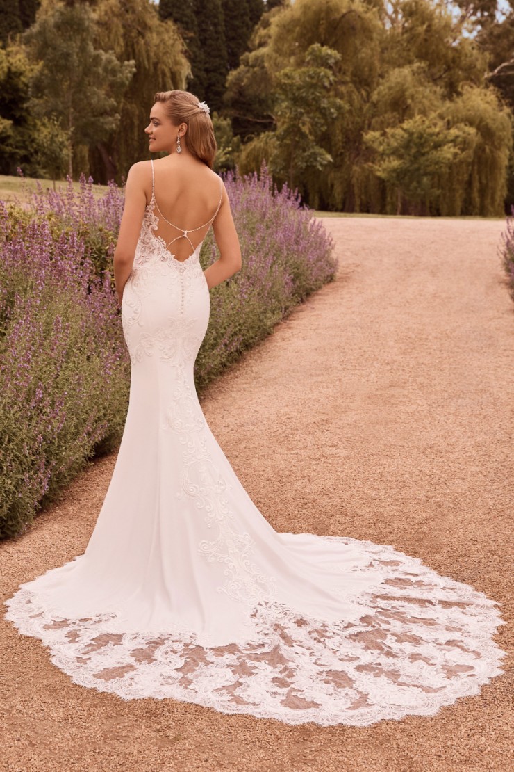 Sexy Crepe Wedding Dress with Lace Train Monique #1 picture