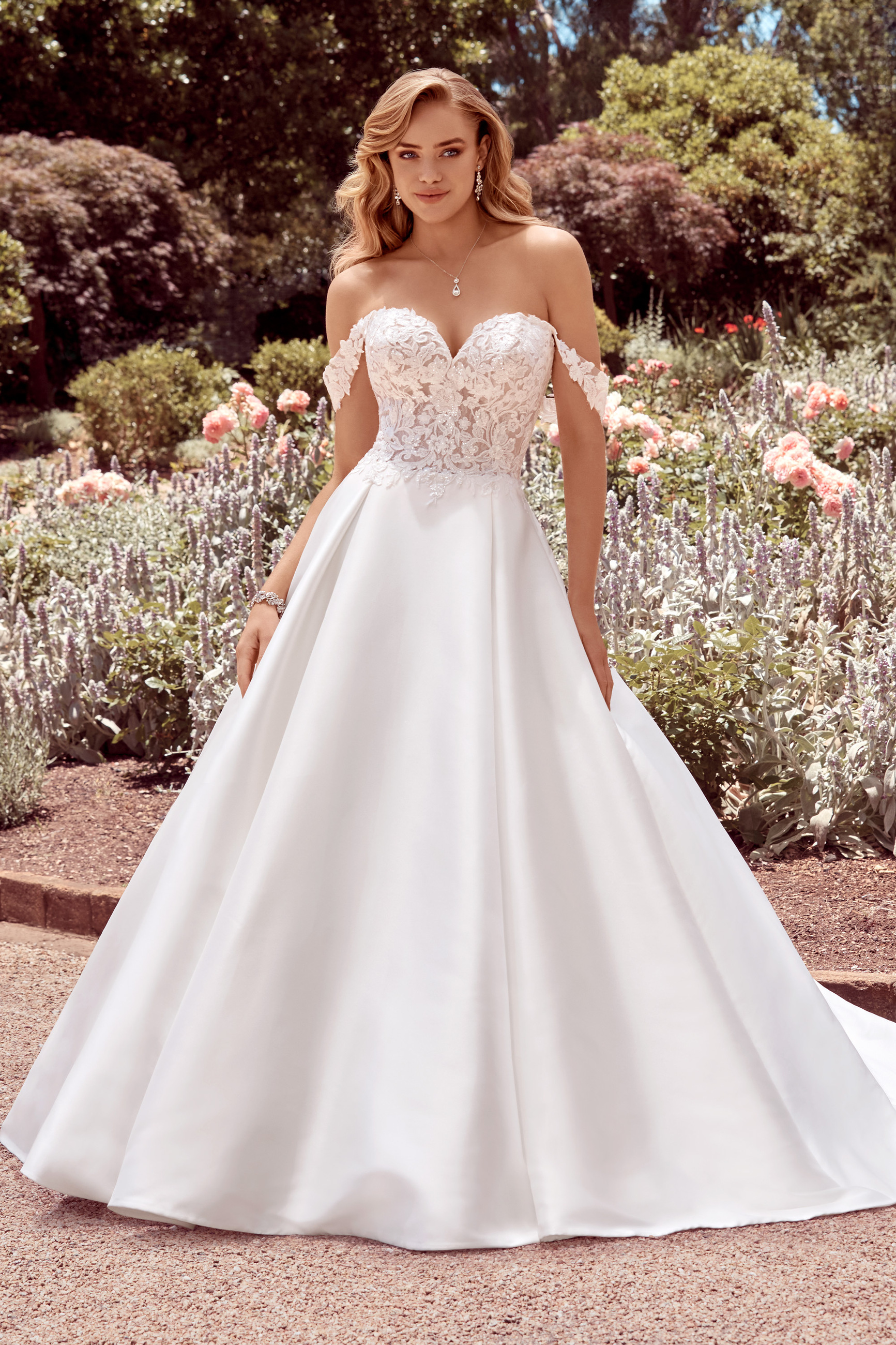 Sabrina cut deals wedding gown