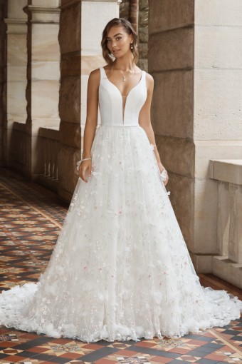 Wedding Dress with Three-Dimensional Lace Flowers Delilah $2 thumbnail
