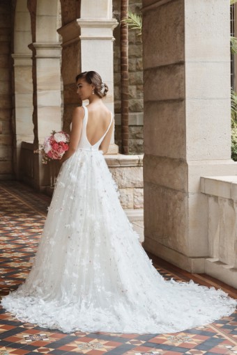 Wedding Dress with Three-Dimensional Lace Flowers Delilah $1 thumbnail
