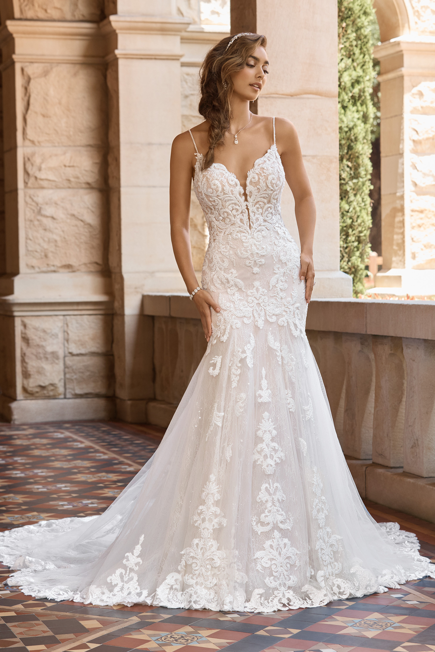 Sophisticated Wedding Dress with Hand-Sewn Lace